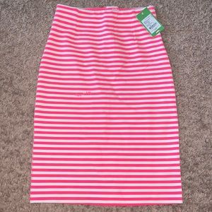 NWT Lilly Pulitzer Deacon Skirt Splash Pink Chin Chin Stripe Sz S